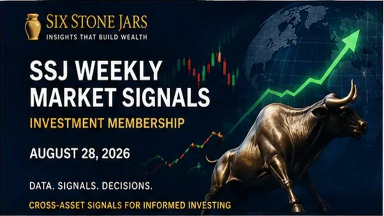 SSJ Weekly Market Signals featured market graphic for week ending August 28, 2026.